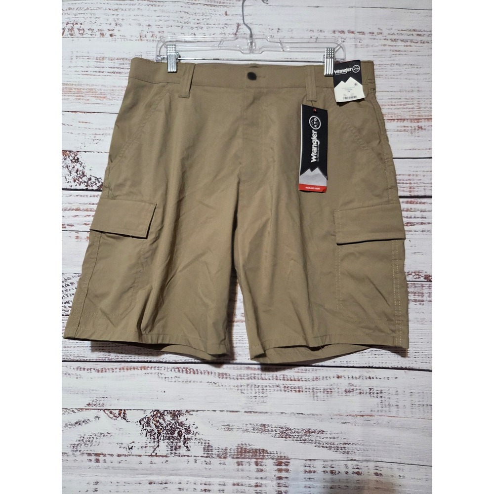 Wrangler ATG Highland Cargo Shorts Mens 34 Tan Khaki Moisture Wicking Hiking